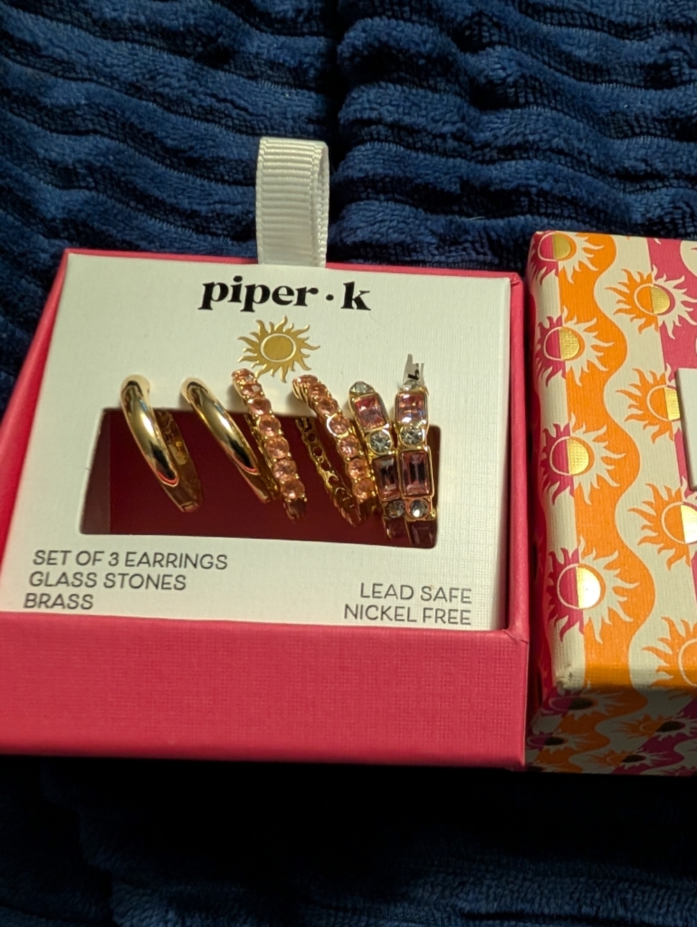 Piper Gold and Pink Crystal Hoop Earring Set